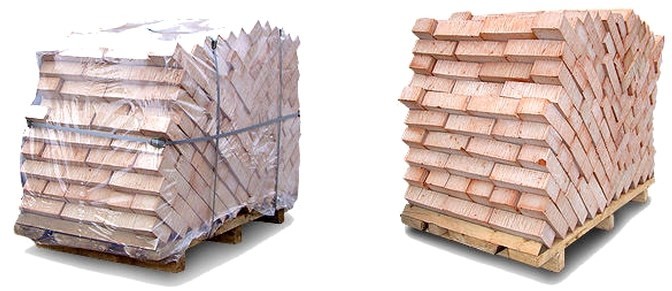 Кладочний матеріал на піддонах, укладений способом «ялинка»