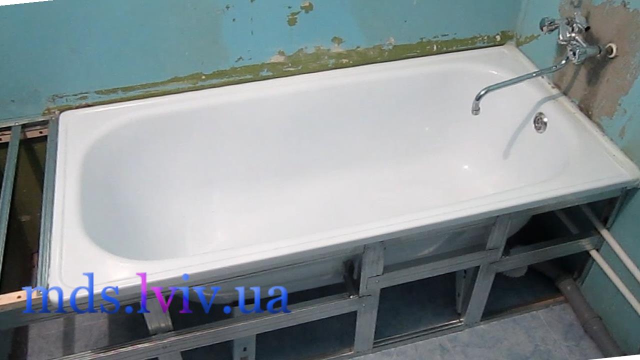 монтаж акрилової ванни на каркасі