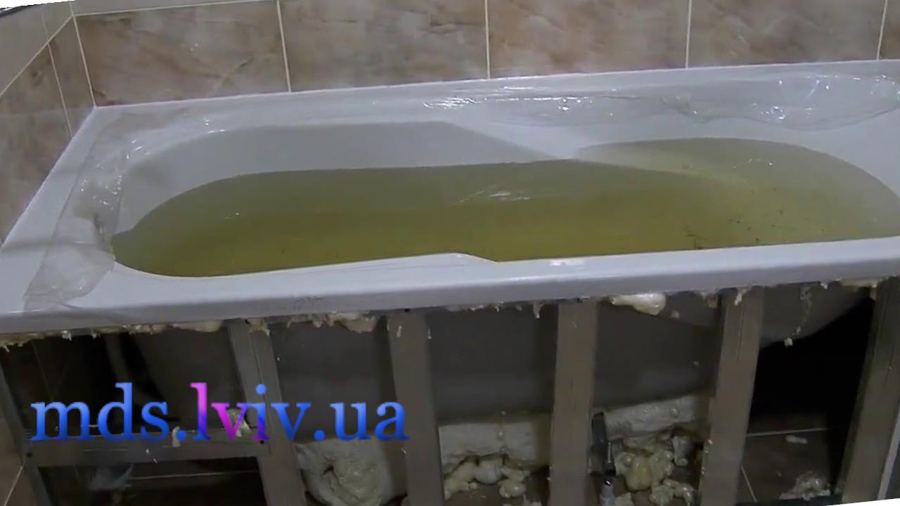 встановлення чавунної ванни з виставленням по рівню