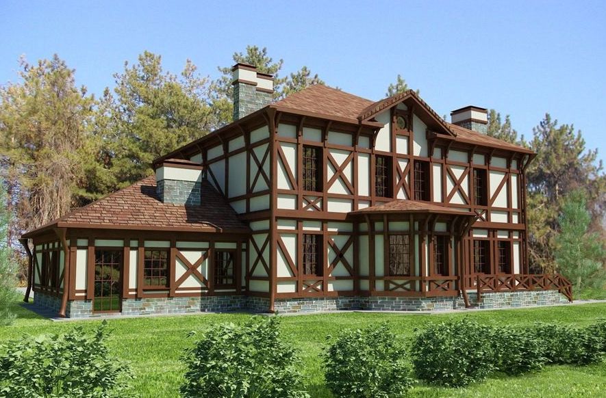 Сучасні сходи в архітектурному стилі фахверк