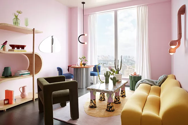 Рожевий та зелений в інтер’єрі вітальні: 33 стильні рішення для натхнення