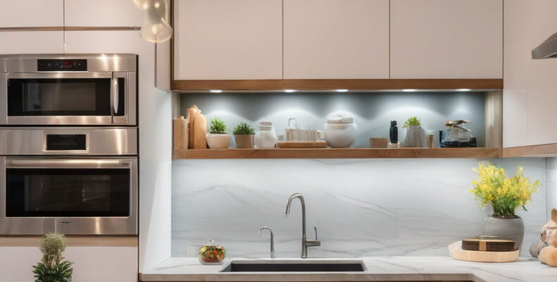 Підсвітка кухонного фартуха: ідеї та монтаж